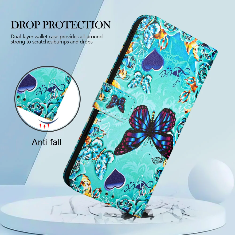 حافظة جلدية لهاتف TECNO POVA 3 6 Neo Camon 30S 30 20 PRO Spark 30C Go 2025 Go 1 كارتون حيوان 7 بطاقة إدراج غطاء هاتف