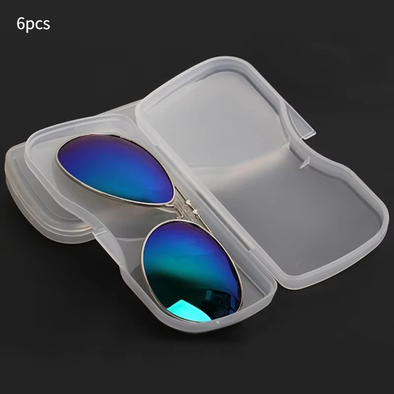 6pcs Portable Transparent Shell Eyewear Case Protector Box For Clip-on Flip-up Len Glasses Eyewear Accessories