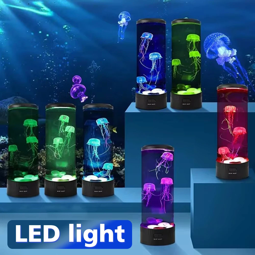 USB LED Jellyfish Light Color Changing Aquarium Night Light Bedside Mood Light Living Room Desktop Decoration Birthday Gift