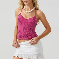 Summer Women Y2k Sequin Halter Crop Tops Pearl Embellished Cami Tops Summer Glitter V Neck Rhinestone Camisole Tank Shirt - Image 4