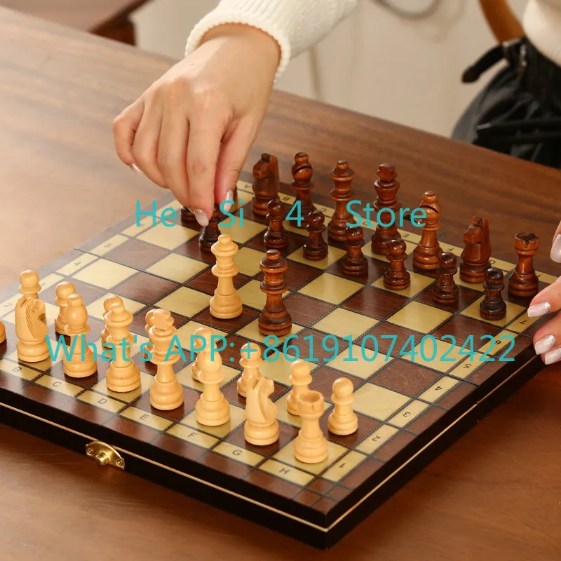Chess magnetic high-grade solid wood folding chessboard for children's entry and adult competitions