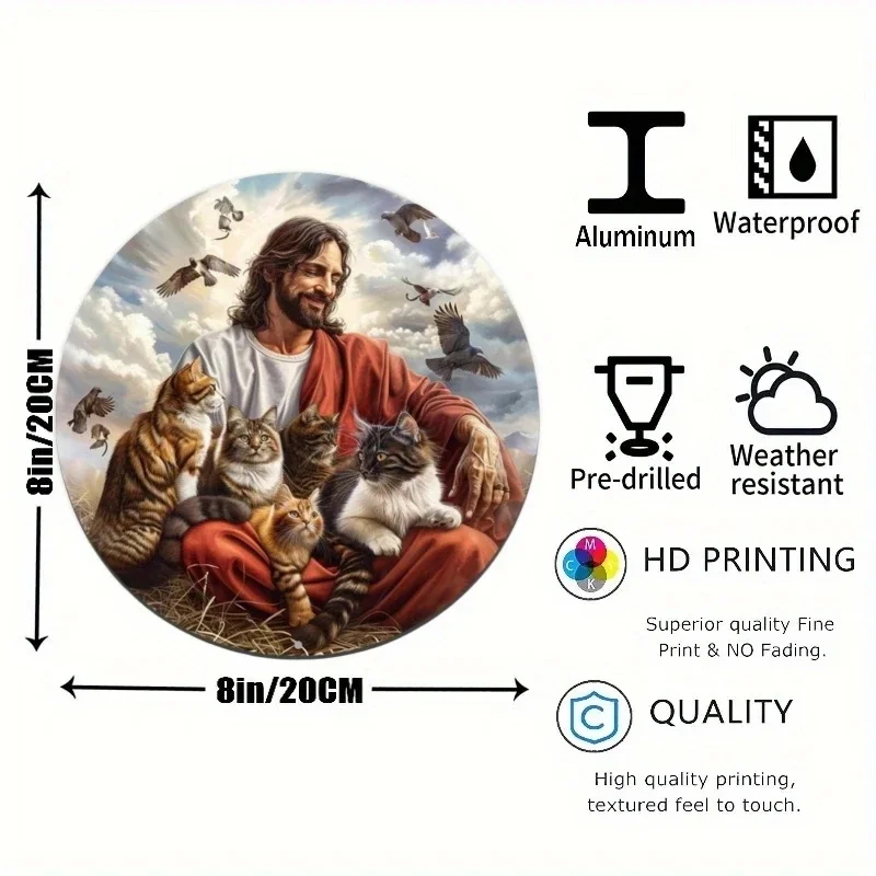 أطباق زخرفية معدنية مستديرة من الألومنيوم ، ملاك مع موضوع Jesus ، سطح مكتب فني ، منزل ، مكتب ، كنيسة ، مقهى ، نادي ، ساحة ، ديكور حائط #2