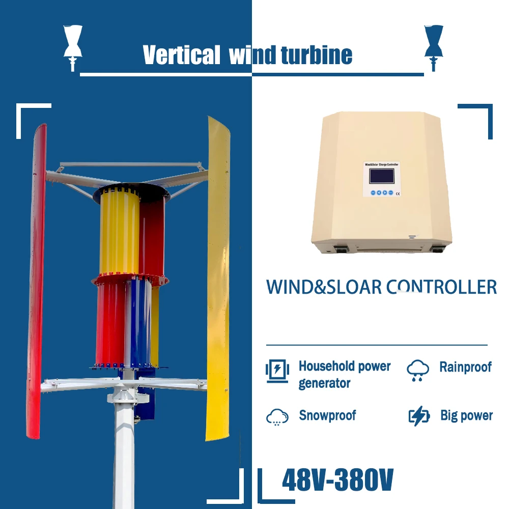Vertical Wind Turbine Generator With Hybrid Controller System 30kw For Home Free Energy With Windmill