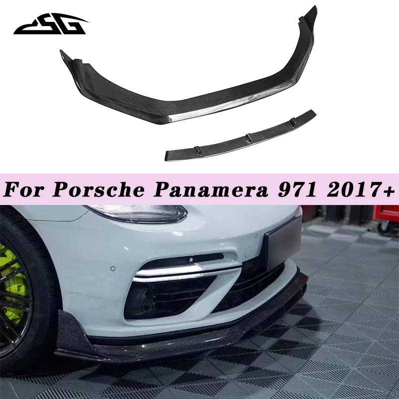 

Автомобильный передний разветвитель губ для Porsche Panamera 971 971,1 971,2 2017 + Диффузор переднего бампера из углеродного волокна комплект губ спойлера