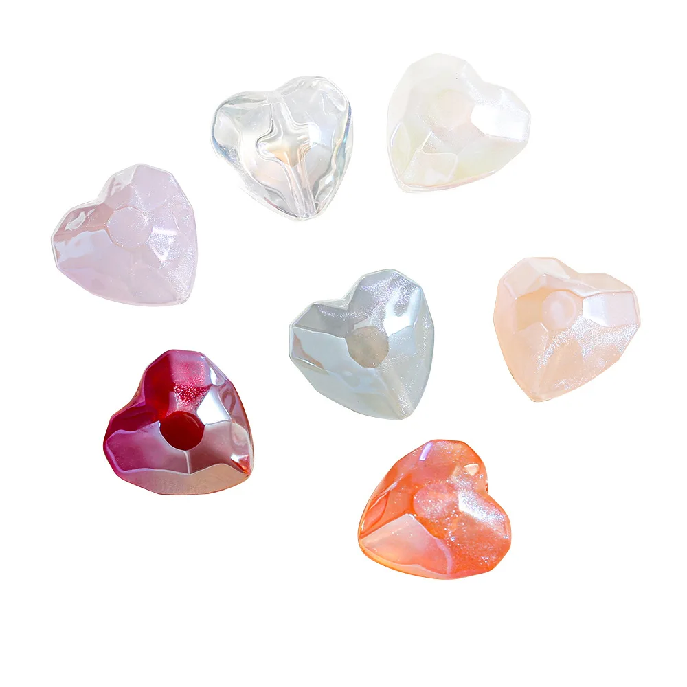 

DIY Jewelry Findings Glitter Acrylic Facted Love Heart Shape Spacer Beads Fit Bracelet Necklace Earring Ornaments 15mm 40pcs