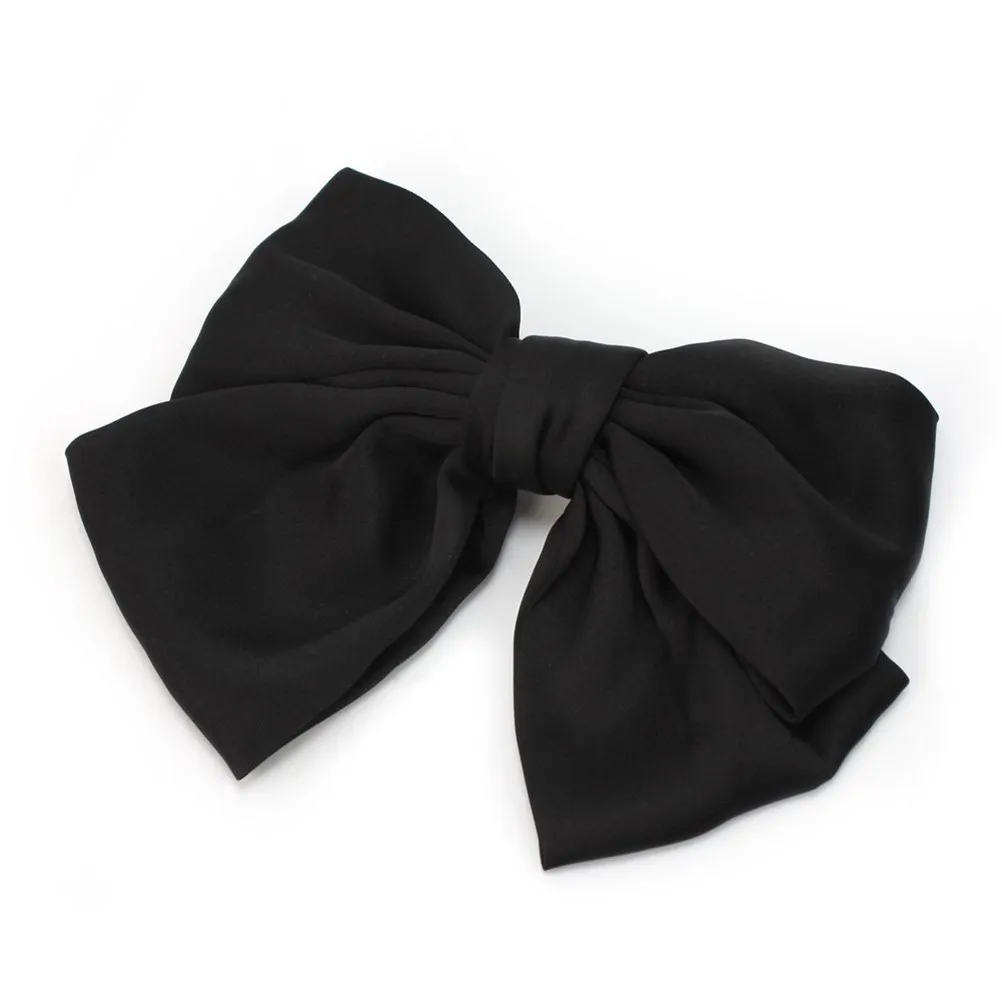

Black Bowknot Hair Clip for Women Satin Stainless Steel Hairpin 22x13cm Large Elegant Decorative Headwear Clip on Hat