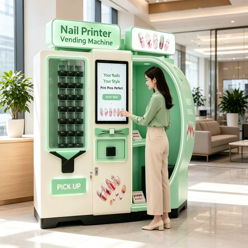 Cloud-Connected Nail Printing Vending Machine, Self-Service Touch Screen Printer for Custom Art, Beauty Center