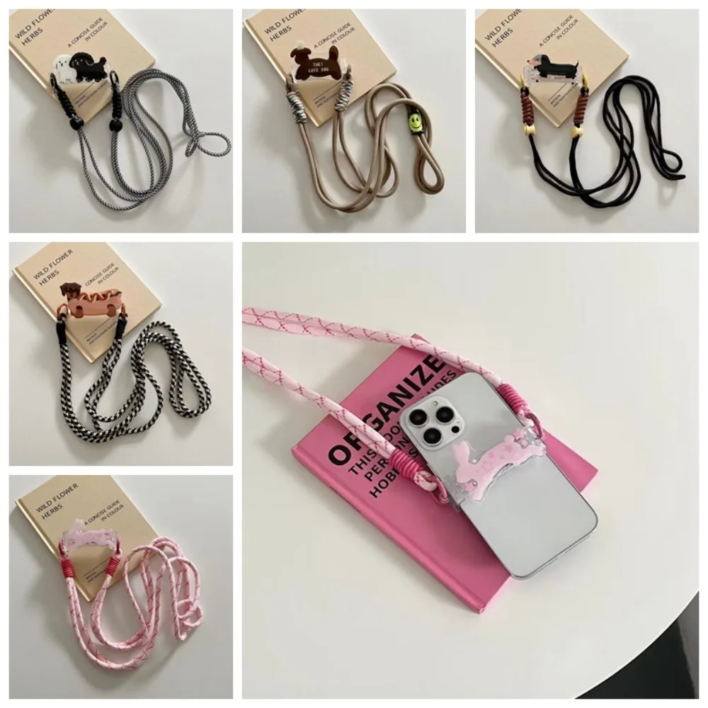 Cartoon Crossbody Phone Back Clip Rabbit Dog Rabbit Phone Clip Lanyard Detachable Universal Phone Stand Back Clip Lanyard