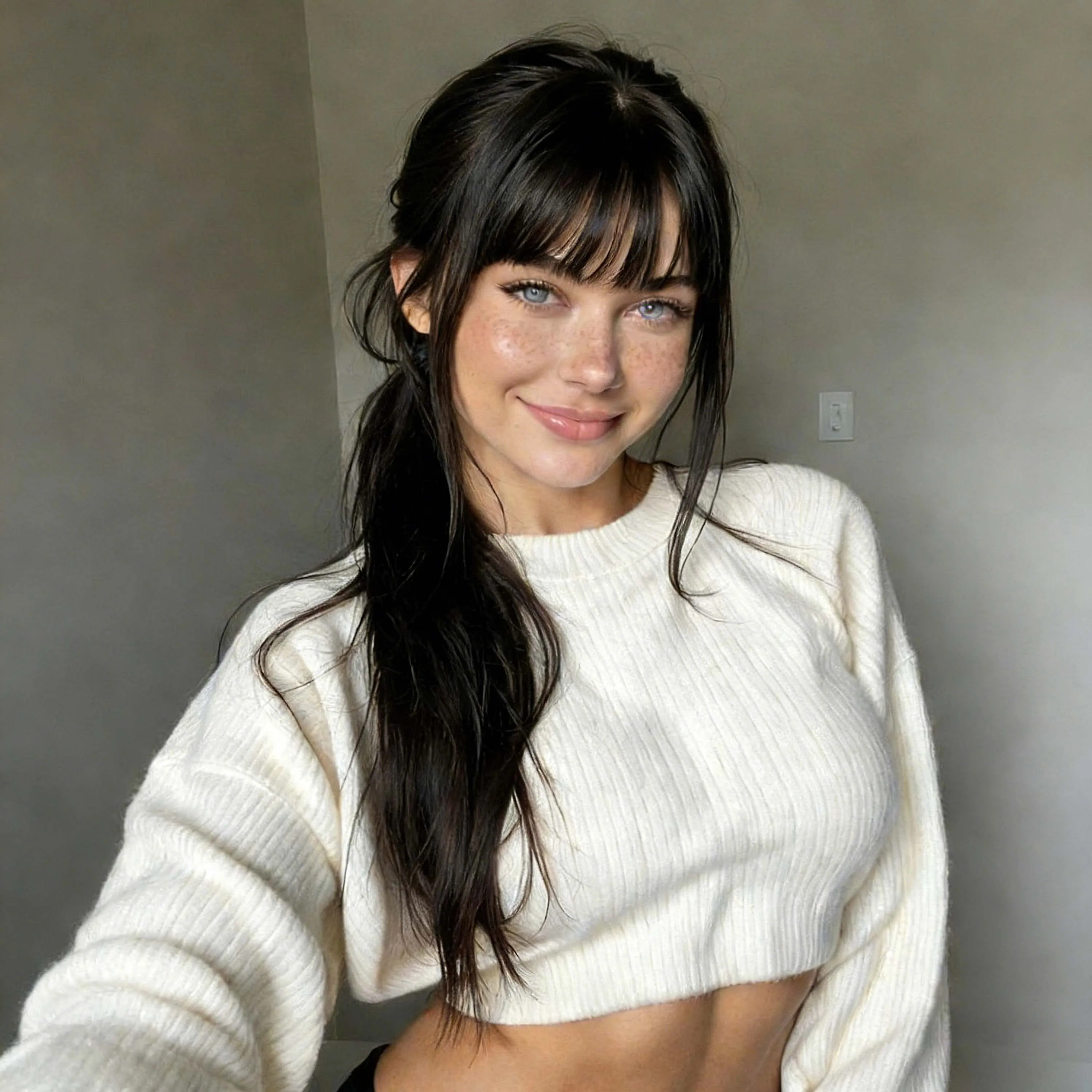 

100% Human Hair Bangs Natural Brown Wispy Bang Hair Clip in Bangs Fringe with Temples Hairpiece for Women Clip on Air Bang 4.5in