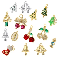 ZHUKOU Christmas Series Of Small Pendant Oil Drop Christmas Tree Inlaid CZ Stone Fine Jewellery Pendant Accessories: