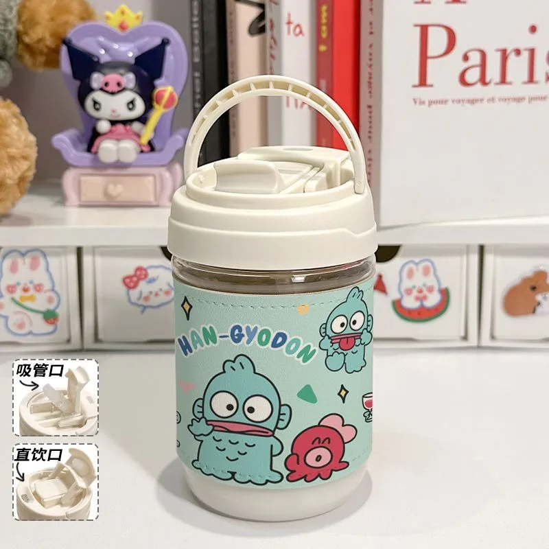 

Hello Kitty PomPomPurin Anime Kawaii Sanrio Straw Cup Cute Hangyodon Cinnamoroll Portable Water Bottle Students Gifts for Kids