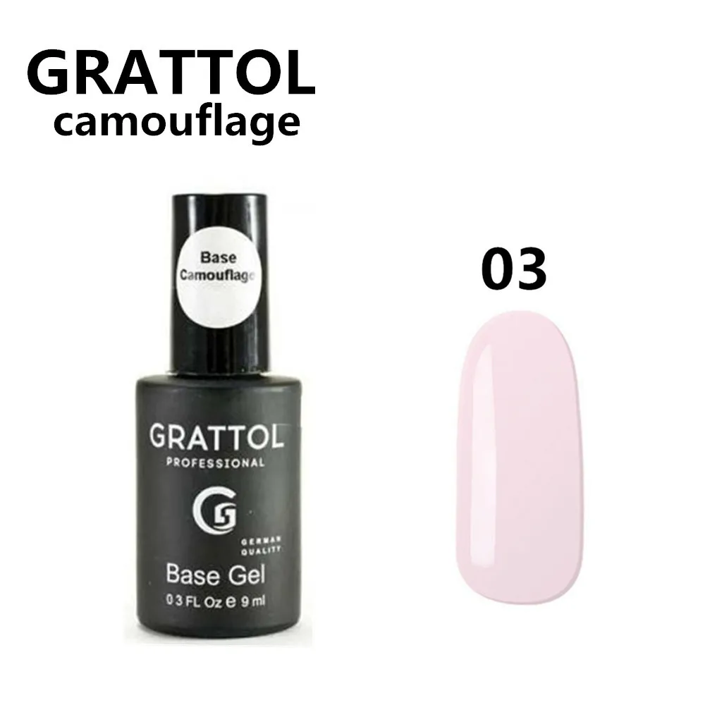 GRATTOL Professional 9ml Nude Gel Nail Polish  Camouflage 03  Color Jelly UV Soak Off Translucent Nail Color Base Polish Primer