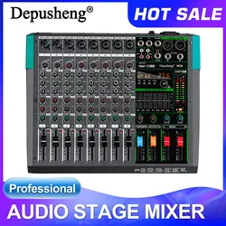 Professional Audio Mixer Depusheng MG8 8 Channel Sound Board Console DJ Mixing Desk System Interface Built-in 256 Reverb Effect