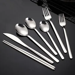 304 Korean Stainless Steel Tableware Cutlery for Home Kitchen Utensils Steak Knife Fork Spoon Chopsticks Teaspoon Dinnerware