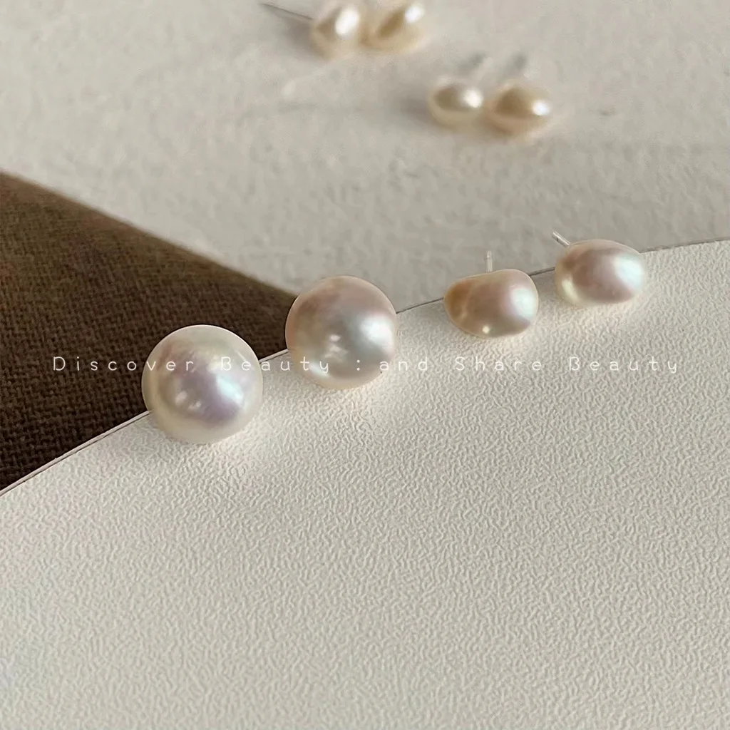 DIY accessories Baroque natural pearl stud earrings retro elegant temperament earrings French high-end earrings women's simple a