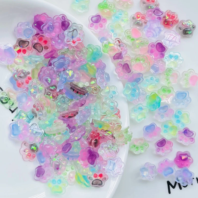 

50 Pcs New 8*9mm Cute Mini Shiny Cartoon Cat Claw Resin Figurine Crafts Manicure Ornament Jewelry Making Accessories