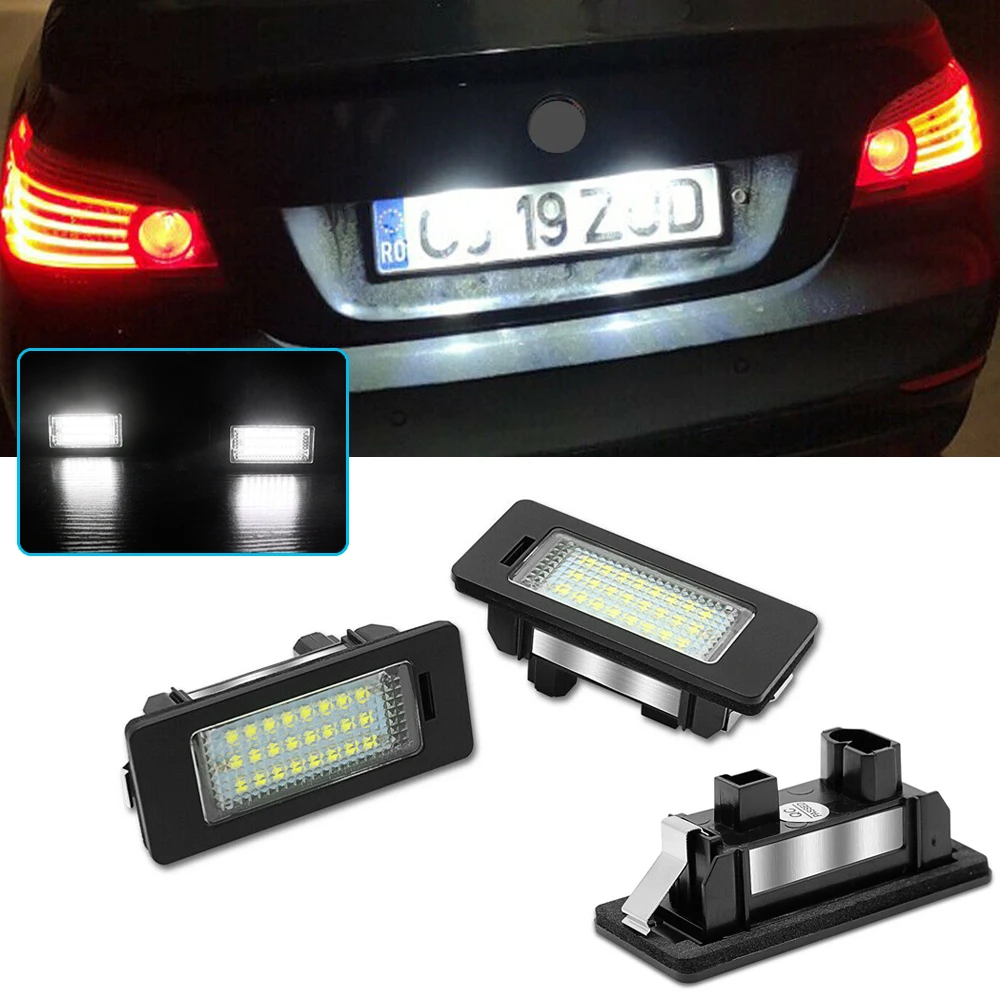For BMW 1 3 5 X Series X3 F25 F30 E92 E93 E46 M3 E39 F10 E60 E61 E82 E88 E90 E91 LED License Plate Lamps Car Number Plate Light