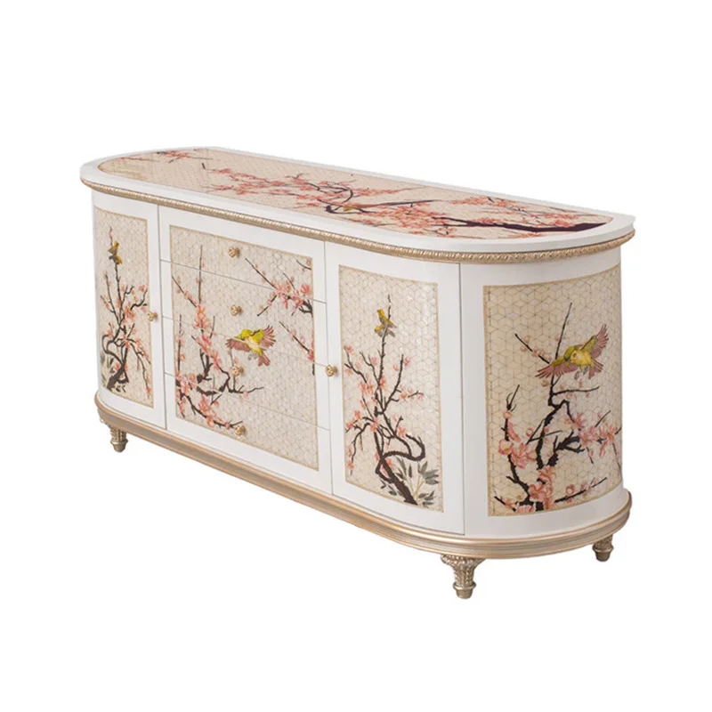 French veneer shell parquet living room decorative cabinet European household entrance cabinet