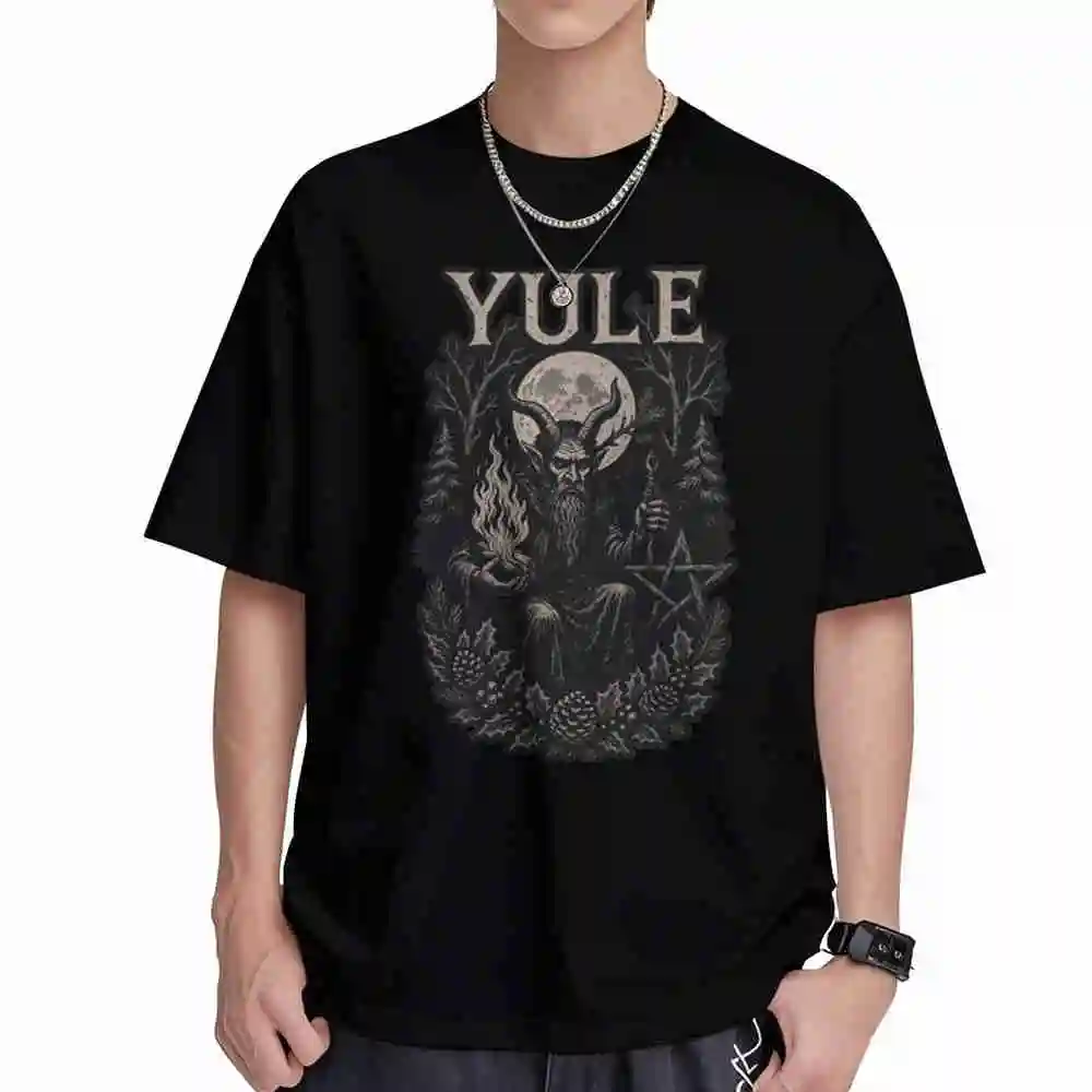 Yule Pagan Gothic Winter Solstice Witches Wiccans Dark Folk Short Sleeve Tee 100% Cotton T-Shirt