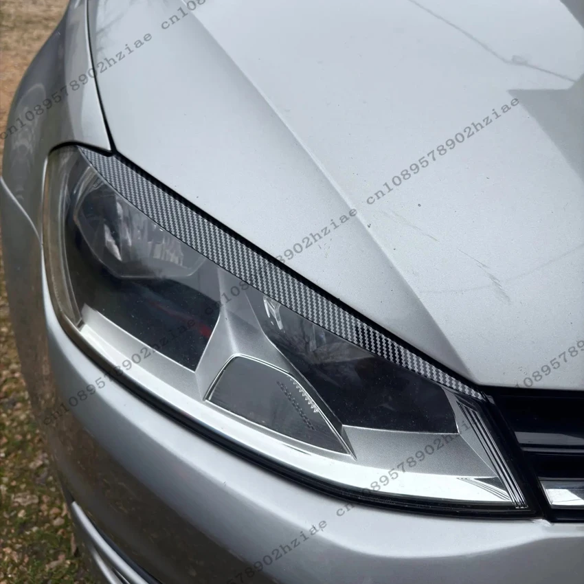 2pcs Car Headlight Eyebrow Eyelid Cover Trim ABS For VW Golf MK7 GTI R GTE GTD 2013-2017 Easy to install Firm and not fall off