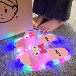 2024 New Luminous Slippers for Women's Outwear Cool Personalized Home Anti slip Cartoon Flash Fashion One word Cool Slippers