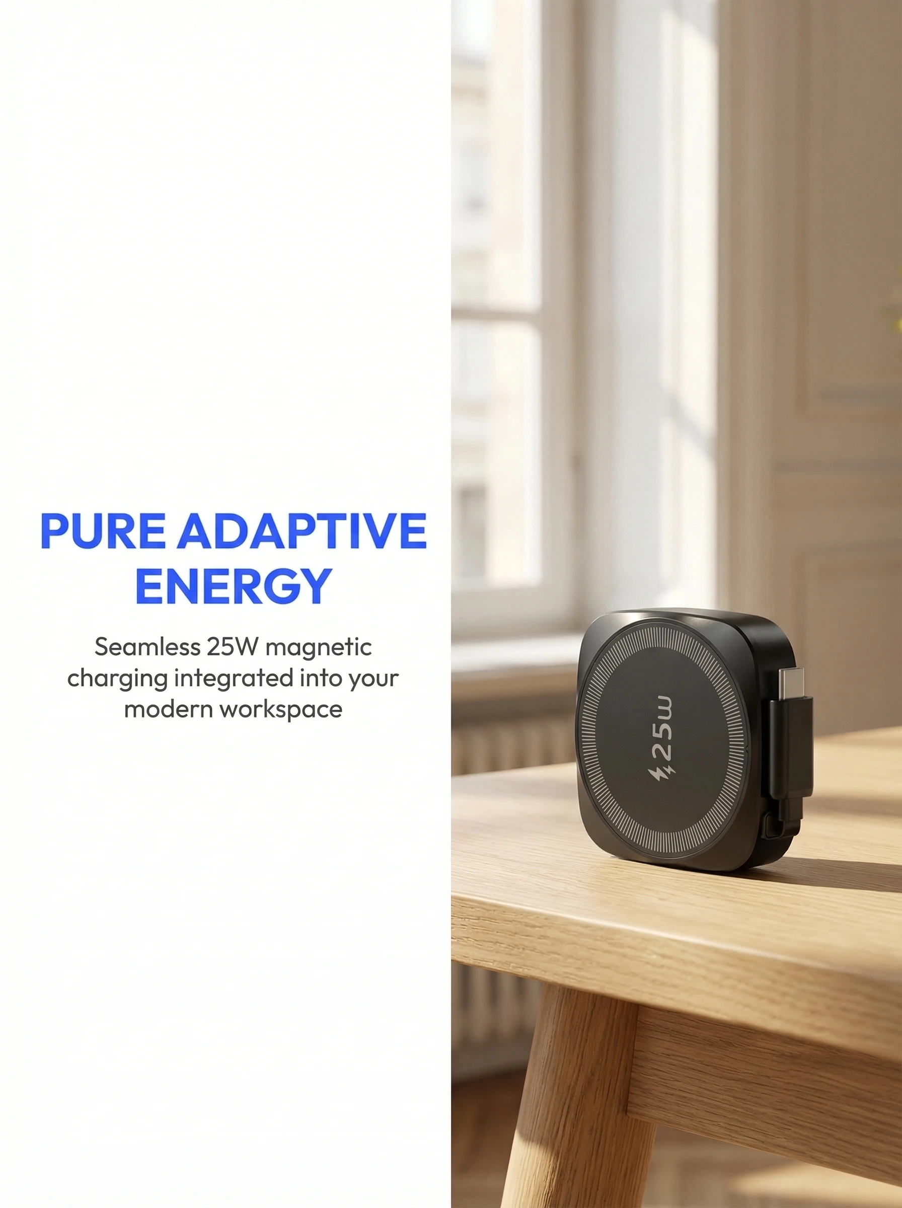 Qi2 25W Magnetisches Kabelloses Ladegerät für iPhone 17 16 15 Pro Max Airpods Kabelloses Schnell-Ladepad mit Ausziehbarem Typ-C-Kabel – Detail 4