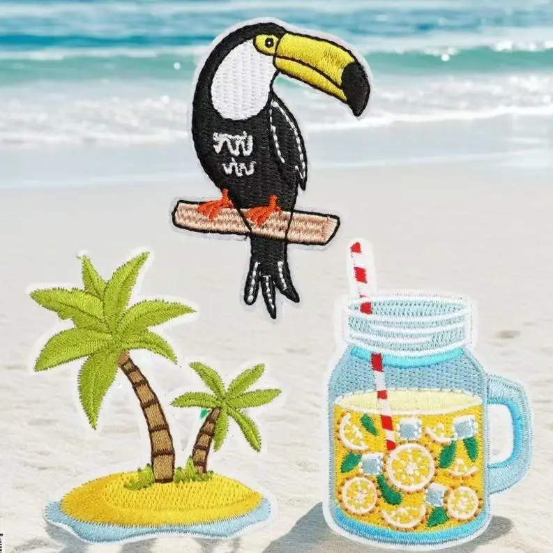 Holiday Theme Embroidery Cloth Sticker Beach Camera Patch Sticker Bag Decoration Beach Ball Chapter Boy Computer Embroidery