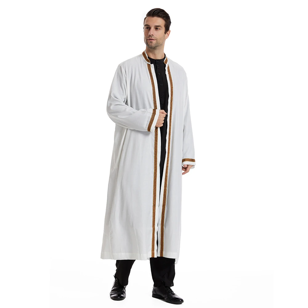 Abaya-Robe kimono pour hommes, vêtement musulman, ouvert, Dubaï, Arabie Saoudite, Turquie, Eid, Ramadan, Kaftan islamique, Caftan long, Jubba Thobe