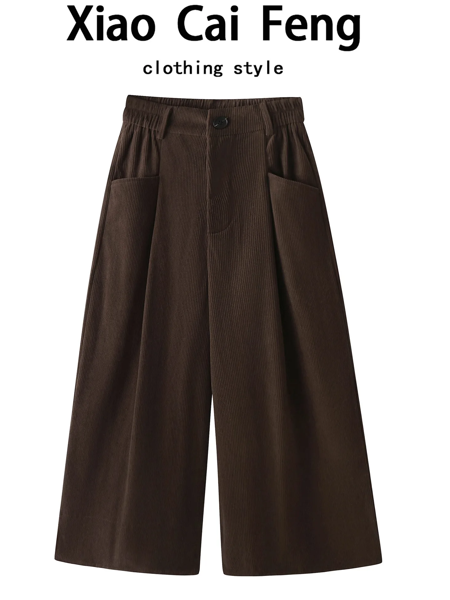 Taille haute pantalon à jambes larges femmes décontracté velours coupe ample automne hiver minceur drapé neuf points pantalons décontractés pantalon ample