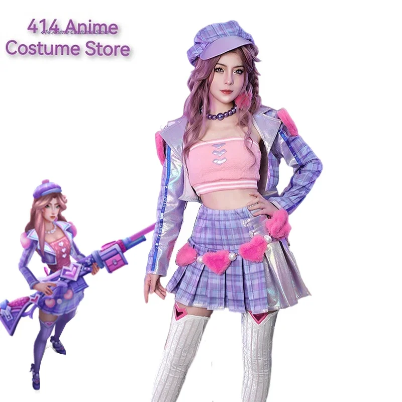 LOL Heartache & Heartthrob Caitlyn Cosplay Costume LOL Valentine's Day New Skin Women Cosplay Costume Halloween Full Set