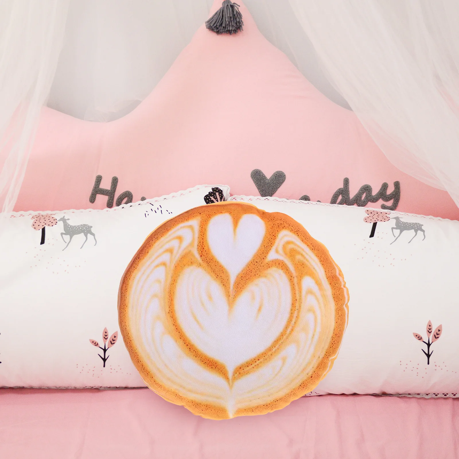 

Latte Art Pillow Decoration Cute Cartoon Cushion For Sofa Bed Office Soft Hugging Throw Pillow Home Decor