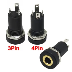 PJ-392A 3/4 Pin 3.5mm Audio Jack Socket 3/4 Pole Stereo Solder Panel Mount 3.5 mm Headphone Female Socket Connector With Nut