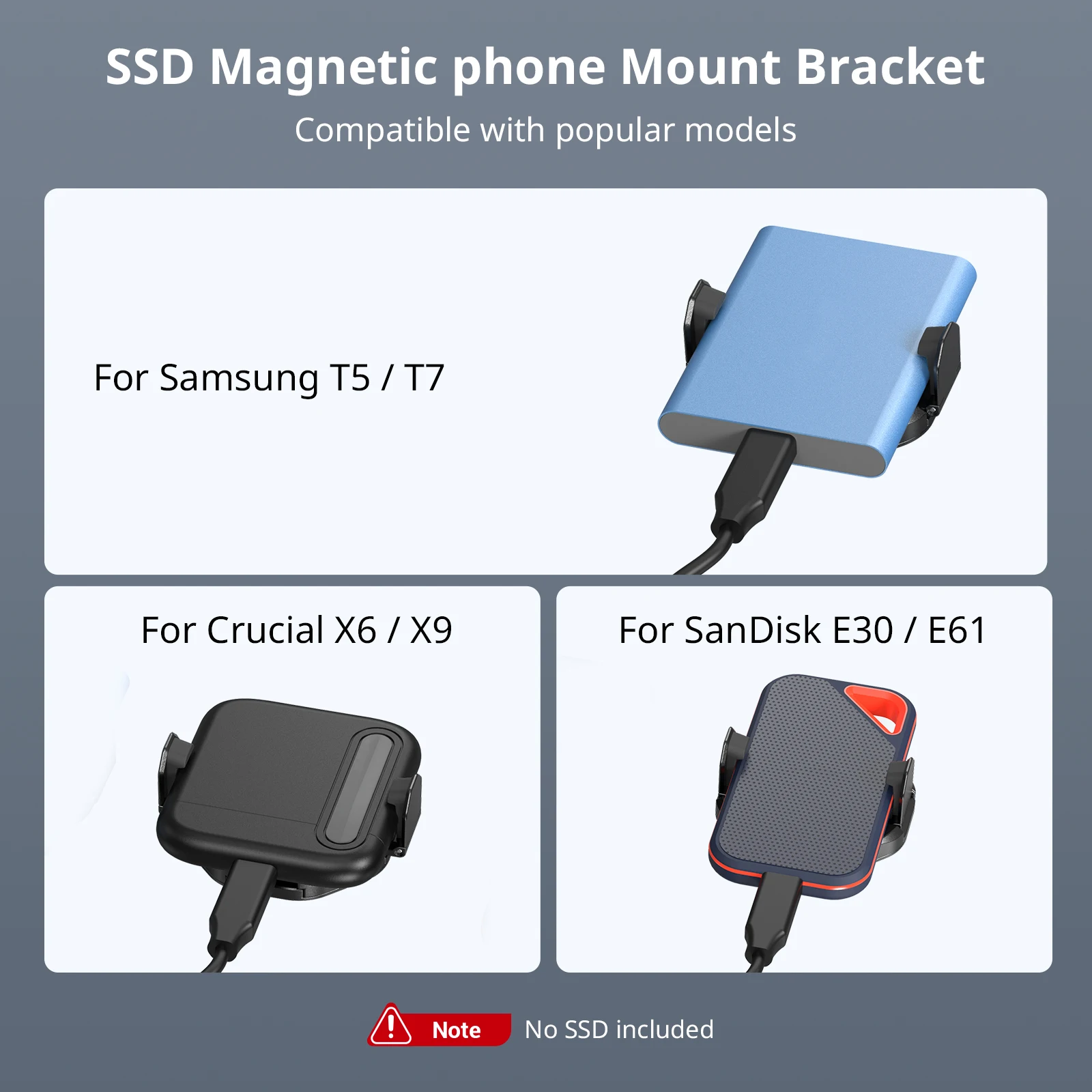 Uchwyt SmallRig na dysk SSD z MagSafe, mocowany do telefonu, do dysków SSD zewnętrznych Samsung, SanDisk, Crucial 5157 — zdjęcie produktu 6
