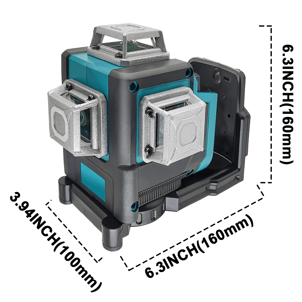 PATUOPRO Laser Level 12 Lines Green Light Level Meter 360° Rangefinder Self-Leveling Tools For Makita 18V Battery(No Battery)