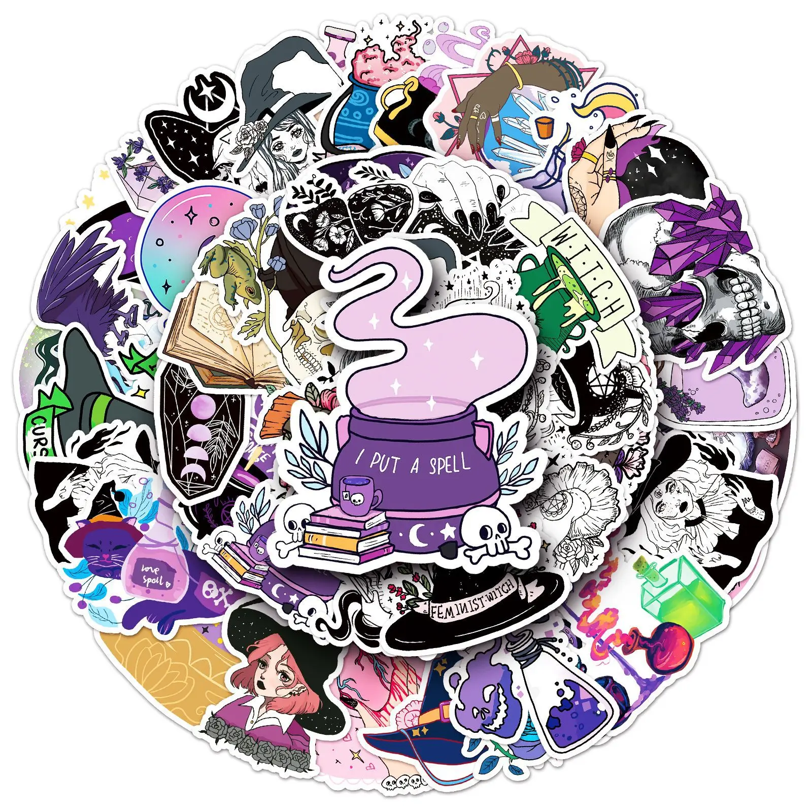 

10/50PCS Cartoon Magic Witch Sticker Personalized Cool Creative DIY Water Cup Phone Case Desk Waterproof Graffiti Decal Toy