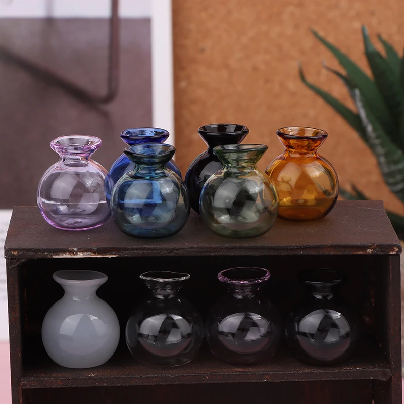 

Cute Dry Flower Glass Vase Ornaments Miniature Dollhouse Glass Vase Mini Flower Vase For DollHouse Furniture Decora Accessories