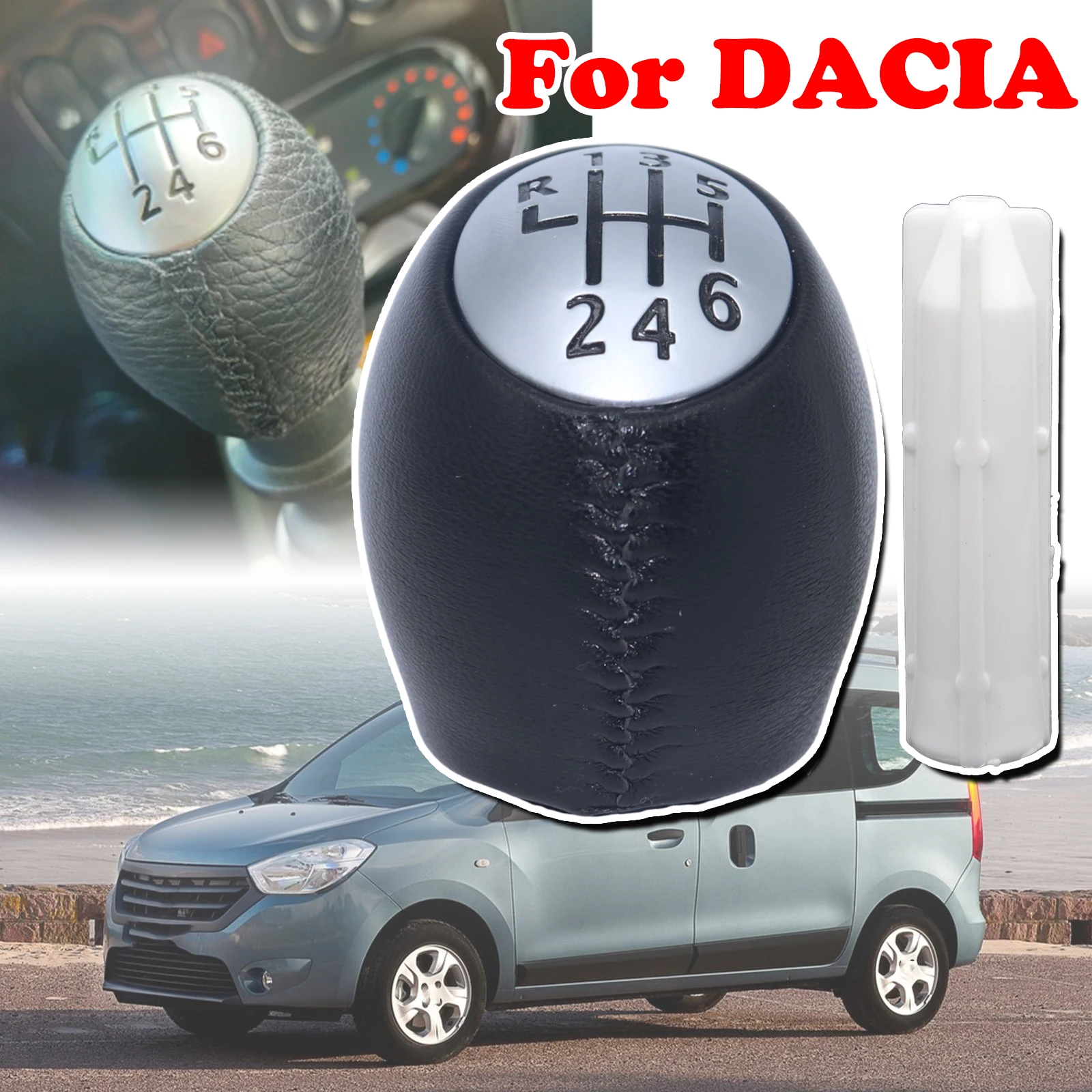 

6 Speed Gear Shift Knob pu Leather Pen Handleball Interior Accessories 328650005R For DACIA DUSTER 2009 DOKKER LODGY 2012 2013