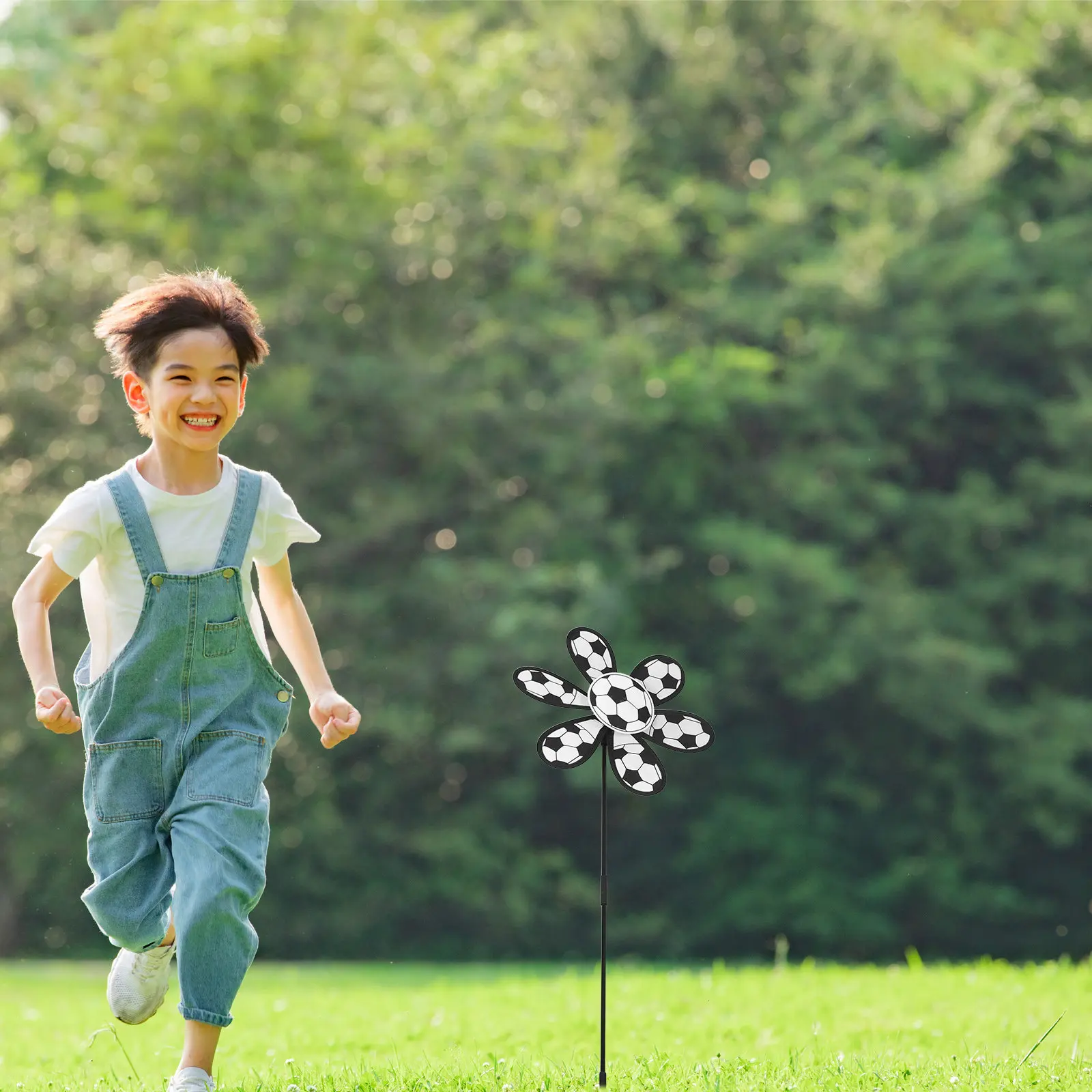 

2Pcs Soccer Windmill Pinwheels for Kids Outdoor Wind Spinner Garden Party Favors Lawn Decor Balcony Wind Spinners with Stakes