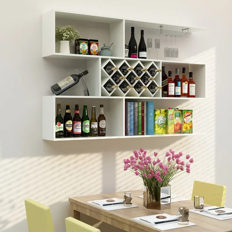 Hanging wine rack, wine cabinet wall mounted shelf, restaurant bar counter, solid wood simple wall mounted decorative shelf image 3
