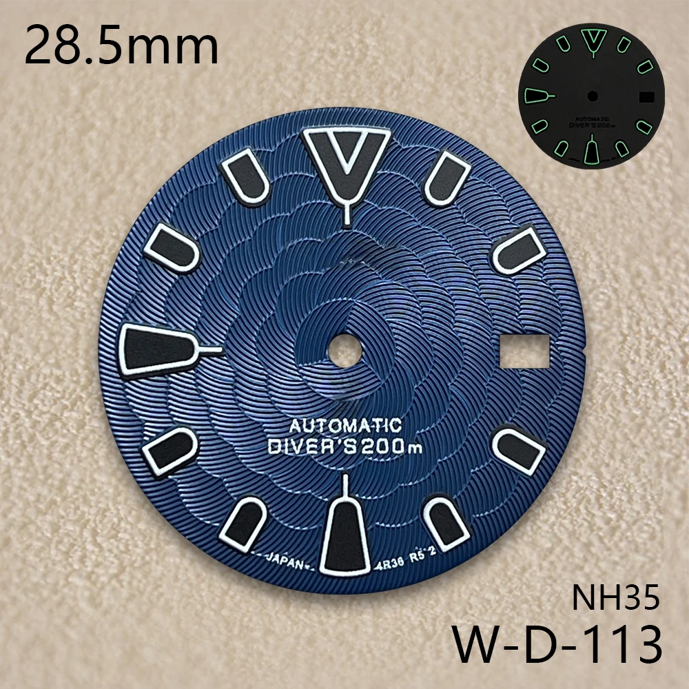 28.5mm S Logo Dial Fit NH35/NH36 Japanese Movement Green Luminous Lotus Flower High-Quality Dial Watch Modification Accessories