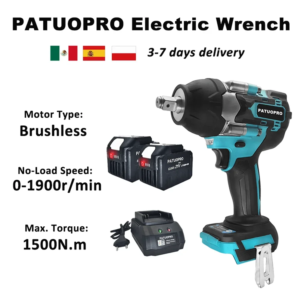 1500N.m Cordless Electric Impact Wrench 1/2 Inch 4-Speed Brushless Wrench Ergonomic Handheld Power Tool For Makita 18V Battery