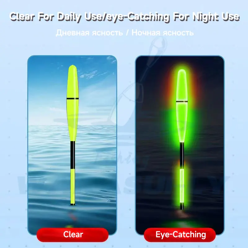 2024 New Electronic Fishing Float  Night Gravity Sensing Color Change High Sensitivity All Green Short Tailed Rock Fishing Float