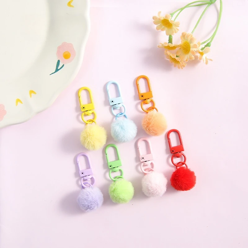 10/20pcs Cute Plush Keychain Mini Pompom Ball Bag Backpack Decoration Key Chain Car Bag Key Ring Hang Jewelry Gift Accessorie