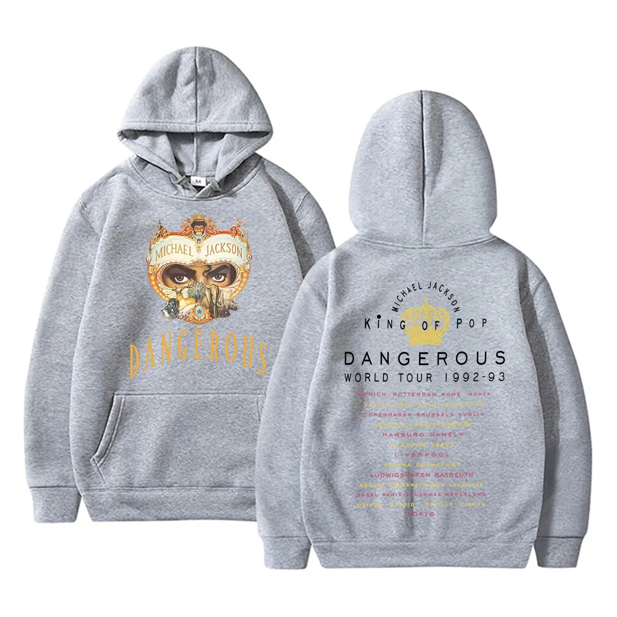 Michael Jackson King of Pop Dangerous World Tour Hoodie Herren Damen Vintage Gothic Rock Pullover Hoodies Übergroße Streetwear – Detail 6