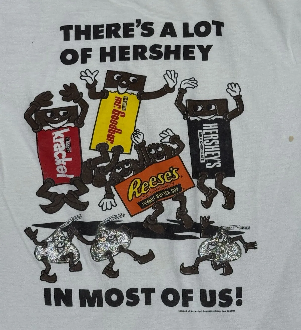 تي شيرت كلاسيكي من الثمانينيات هيرشي كاندي بغرزة واحدة مقاس كبير قبلات الشوكولاتة #2