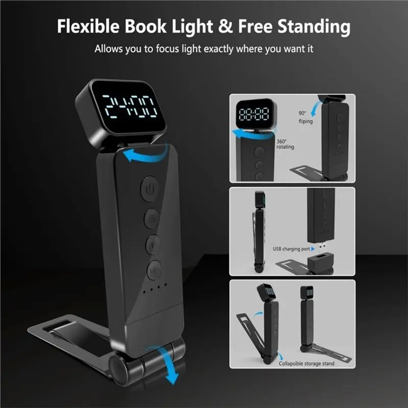 AWAH Rechargeable LED Timer Book Light Portable Reading Light 3-Color Lighting Mode Bedside Read Night Light