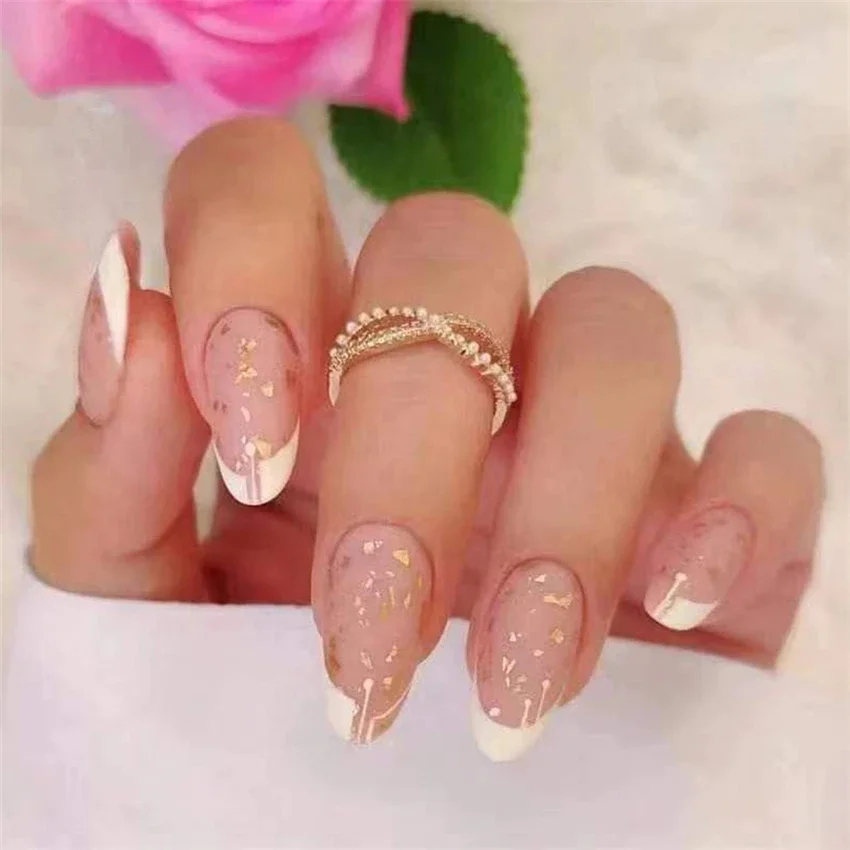 24Pcs/Set Almond Spiderweb French Press on Nail Removable Full Coverage Halloween Wearing False Nails Adhesive Fake Nail Art