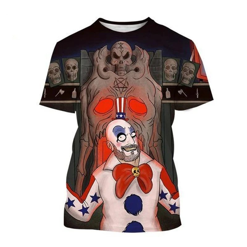 2024 New Hot Sale House of 1000 Corpses 3D Print T-shirt Funny Captain Spaulding Men's Fashion Hip Hop Harajuku Tee Kid Clothing