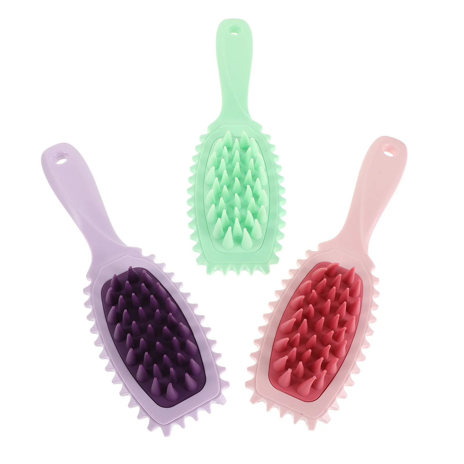 

3pcs Silicone Scalp Brush Soft Shampoo Massage Comb For Deep Cleansing Exfoliating Scalp Care Portable Hair Scrubber Shower