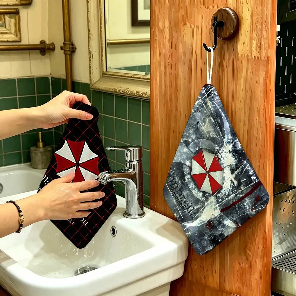 Game R-Resident E-Evil U-Umbrella Reusable Hanging Kitchen Towel, Polyester Cotton Soft Fabric for Office Home Daily Life